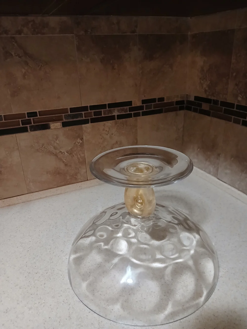Studio-Crafted Art Glass Bowl With Gold-Infused.